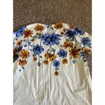 Blair Vintage  Women's‎ Cream Blue Yellow flowers Quarter Sleeve Top Size Large Photo 5