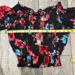 Peachy Girl Floral Black Pink Blue Red Ruffled Off Shoulder Croptop Size Large Photo 7