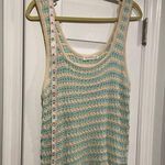 NWT Uncharted Size M Aqua Cream Knit Crochet Soft Stretchy Scalloped Tank Top Blue Size M Photo 5