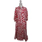 Boden Clara Cotton Maxi Heart Shirt Dress in Long Size 12 with Pockets Red Photo 2