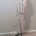 Polagram beige with black Polka dots Wrap Dress V-neck Midi Photo 4