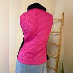 Columbia Black Fleece Fuschia Pink Zip Front High Neck Chevron Stitch Vest Sm Photo 6