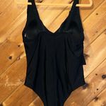 Kona Sol  Swim Black Shoulder Ruffle Medium Coverage One Piece Swimsuit Photo 5