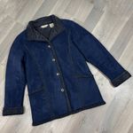 Vtg L.L.Bean Faux Suede Sherpa Lined Chore Coat Navy‎ Blue Small Western Ranch Photo 13