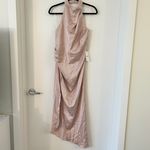 Nookie REVOLVE Amelia Halter Gown Nude Satin Pink Size L NWT Photo 2