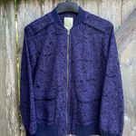 Elevenses EUC Anthro  Miranda Lace Bomber Jacket Purple Oversized Small Photo 0
