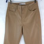ZARA Pants Womens 4 (27x25.5) Vegan Brown Faux Leather Flare Mid Rise Photo 2
