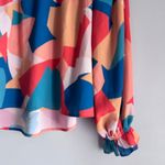 VICI Long Balloon Sleeve Multi-Colored Geometric Abstract Print Blouse Sz Small Photo 3