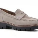 House of Harlow 1960 7.5 Gunner Light Taupe Suede Leather Chunky Penny Loafers Gray Photo 0