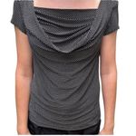 Saint Tropez West  Polka Dot Capped Sleeve with Cowl Neckline Top Photo 0