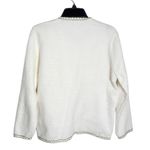 Snowflake Ivory ladylike Knit Jacket gold thread trim Size L / XL White Photo 1