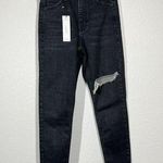 Topshop Jamie High Waisted Skinny Jean Size 25 Black Wash Distressed Knee Photo 0