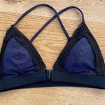 Hollie Watman Denim and Black Lace Triangle Bikini Top Photo 0