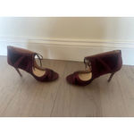 Nina Women's Cherie Burgundy Velvet Dark Wine Peep Toe Heels Size 8 Photo 4