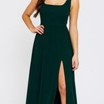 Revelry Bowie Bridesmaid Dress Green Long Gown Women’s Size 2 Slit Chiffon Photo 0