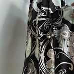 Elegant Black and White Floral Midi Dress Size M Photo 3
