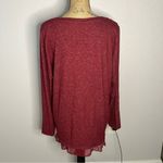 LC Lauren Conrad Lauren Conrad Red Size L Pullover Long Sleeve Sweater Scoop Neck Heather Ruffle Photo 8