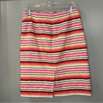 Talbots  Pencil Skirt Linen Blend Striped Skirt Pink Orange Green Size 8 Photo 2