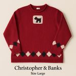 Christopher & Banks  Scottie Dog Sweater Vintage Red Argyle Knit Preppy - Large Photo 4