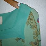 Vanessa Virginia 4 Silk Birds Long Sleeved Square Neck Top Green Photo 3