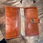 Lodis Toffee Leather Flap Bifold Wallet W Card Leather Snap Closure Internal Zip Brown Photo 5