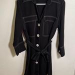 ZARA Basic Contrast Stitch Mini Shirt Dress Black White L Photo 2