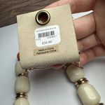 Anthropologie  Chunky Statement Necklace Beaded Orange Cream Gold Tone NWT $58 Photo 3