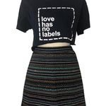 H&M Size XS Skirt Knit Skater Black Multi Color Tribal Print Short Stretch Photo 2