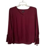 J.Crew Mercantile Bow Sleeve V Neck Top Burgundy Size 2 Photo 0