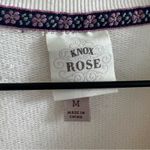 Knox Rose  Cream Boho Button Lace Sweatshirt Long Sleeve Medium Photo 2