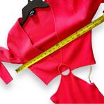 Bebe NWT  Coral Red Rosey Cut Out Mini Sweater Dress - Medium Photo 4