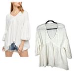 Free People  We the Free Flower Power Gauzy Gauze White 3/4 Sleeve Blouse XS Photo 1