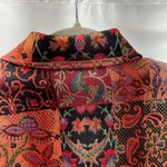 Ellen‎ Fig Womens Medium Multi Color Floral Full Zip Lined Beaded Blazer Jacket Orange Photo 3