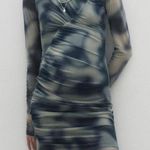 ZARA NWT Mesh Liquid Swirl Y2K Mini Dress M Photo 0