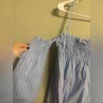 Wrangler  Blue Striped Smocked Peasant Dress Off Shoulder Bell Sleeves Size Large Photo 7