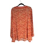 Michael Kors  Womens 3X Orange White Abstract Print V Neck Tunic Top Long Sleeve Photo 5