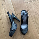 BCBGirls  Peep Toe Silver Metallic Pumps Photo 3