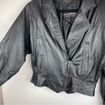 wilson's leather Vtg Y2K Wilson’s Leather Moto Cropped Jacket Sz Medium Biker Asymmetrical Photo 5