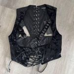 Dolls Kill  Black Velvet Lace-Up Vest Photo 0