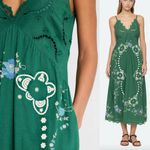 Sea NY Vesna Embroidered Cotton Linen Slip Midi Dress Green Size 2 Photo 4