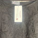 NWT Tina Stephens Made In Italy Black Linen Embroidered Asymmetric Top‎ O/S Size undefined Photo 5