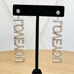 Love You Dangling Rhinestone Novelty Statement Fashion Earrings Photo 1