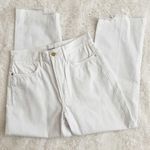 frame denim FRAME Le Hollywood High Waist Ripped Crop Straight Leg Jeans In Blanc Rips Photo 9