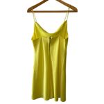Alice + Olivia  Neon Yellow Satin Cowl Neck Slip Mini Dress Size 6 Photo 3