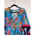 Trina Turk Cover Up Dress Blue Tahiti V Neck Floral Cape Sleeve Resort Swim M Photo 7