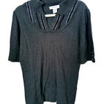 Vintage Emanuel Ungaro Old Money Knit Collared Sweater Large Black Minimalist Photo 0