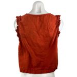 Madewell  Rust Coral Linen Ruffle Sleeve V Neck Button Down Boxy Tank Shirt Top 4 Photo 2