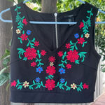 Forever 21 Black Floral Embroidered Crop Top – Size S Photo 0