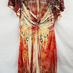 One World Live and Let Live Dress Sz S Boho Multicolor Print Flutter Sleeve Hem Photo 0