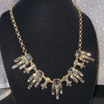 Vintage Iman Green Smokey Gray Glass Bead gold tone fashion necklace 21” Photo 0